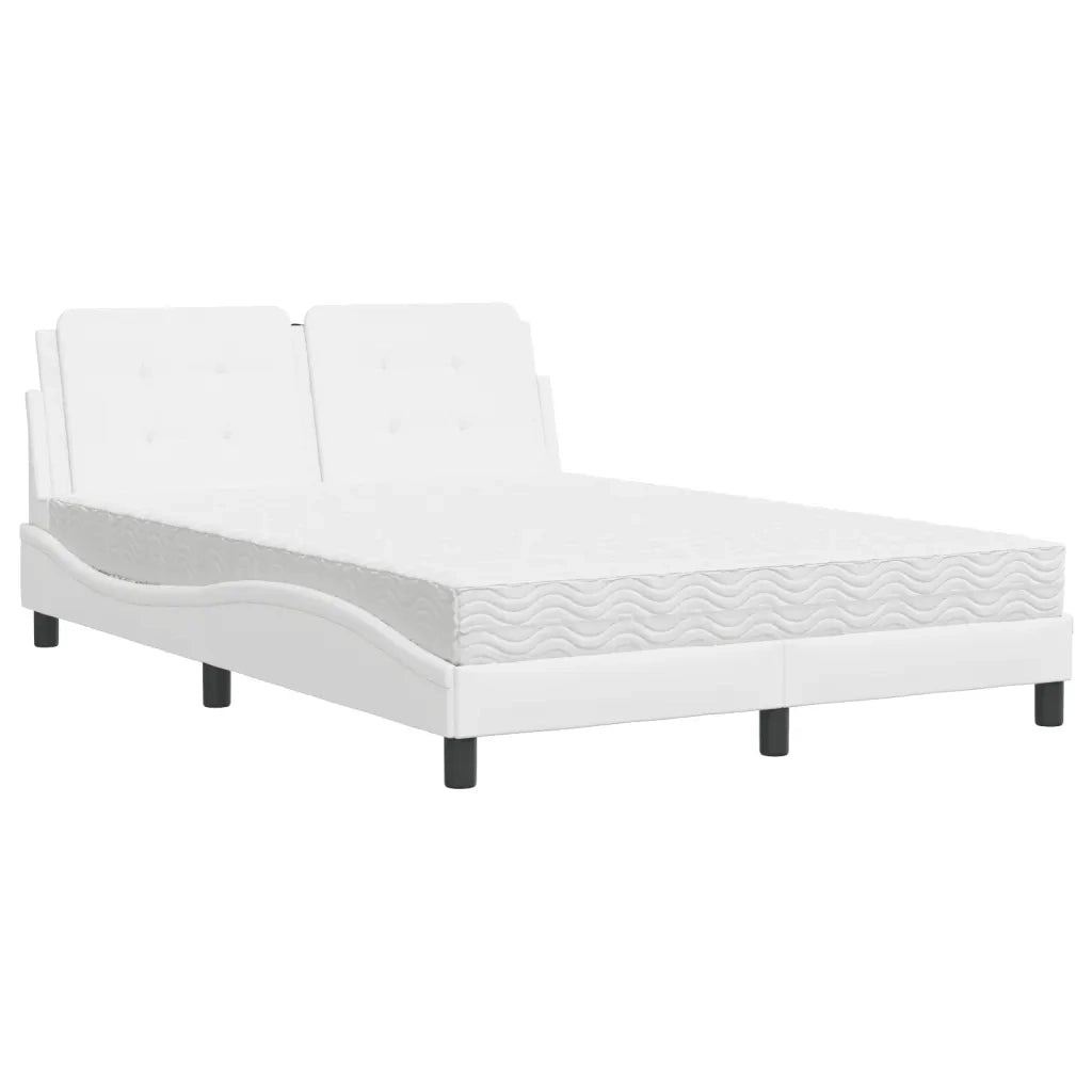 vidaXL Letto con Materasso Bianco 140x200 cm in Similpelle