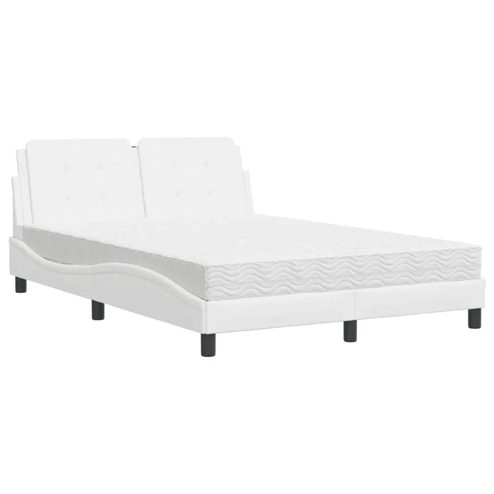 vidaXL Letto con Materasso Bianco 140x200 cm in Similpelle