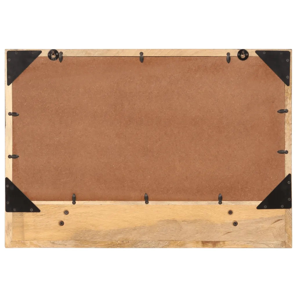 Specchio con Ripiano 80x8x55 cm Vetro e Legno Massello di Mango 358579
