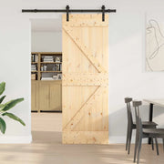 Porta scorrevole NARVIK Naturale e Nero 70 x 210 cm (152,5 cm) 3445203