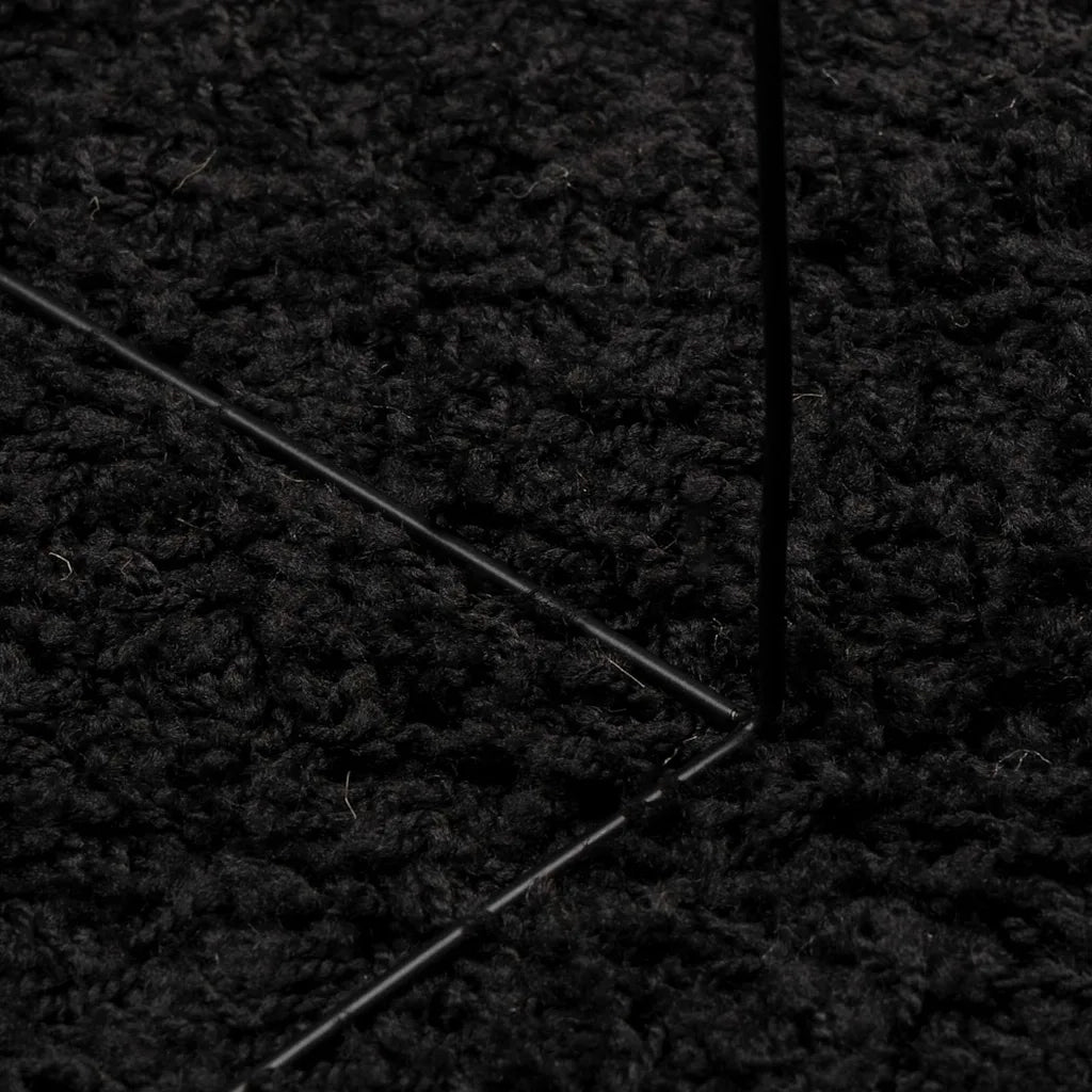 Tappeto Shaggy PAMPLONA a Pelo Lungo Moderno Nero 140x200 cm