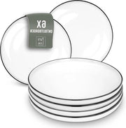Piatti da Colazione e Dessert in Porcellana - Stile Scandinavo - Resistente al Lavastoviglie - Bianco - Piatti Piani - Inservizio per 6 Persone