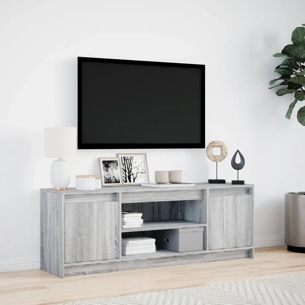 Mobile Porta TV con LED Grigio Sonoma 139,5x34x50 cm Truciolato 852199