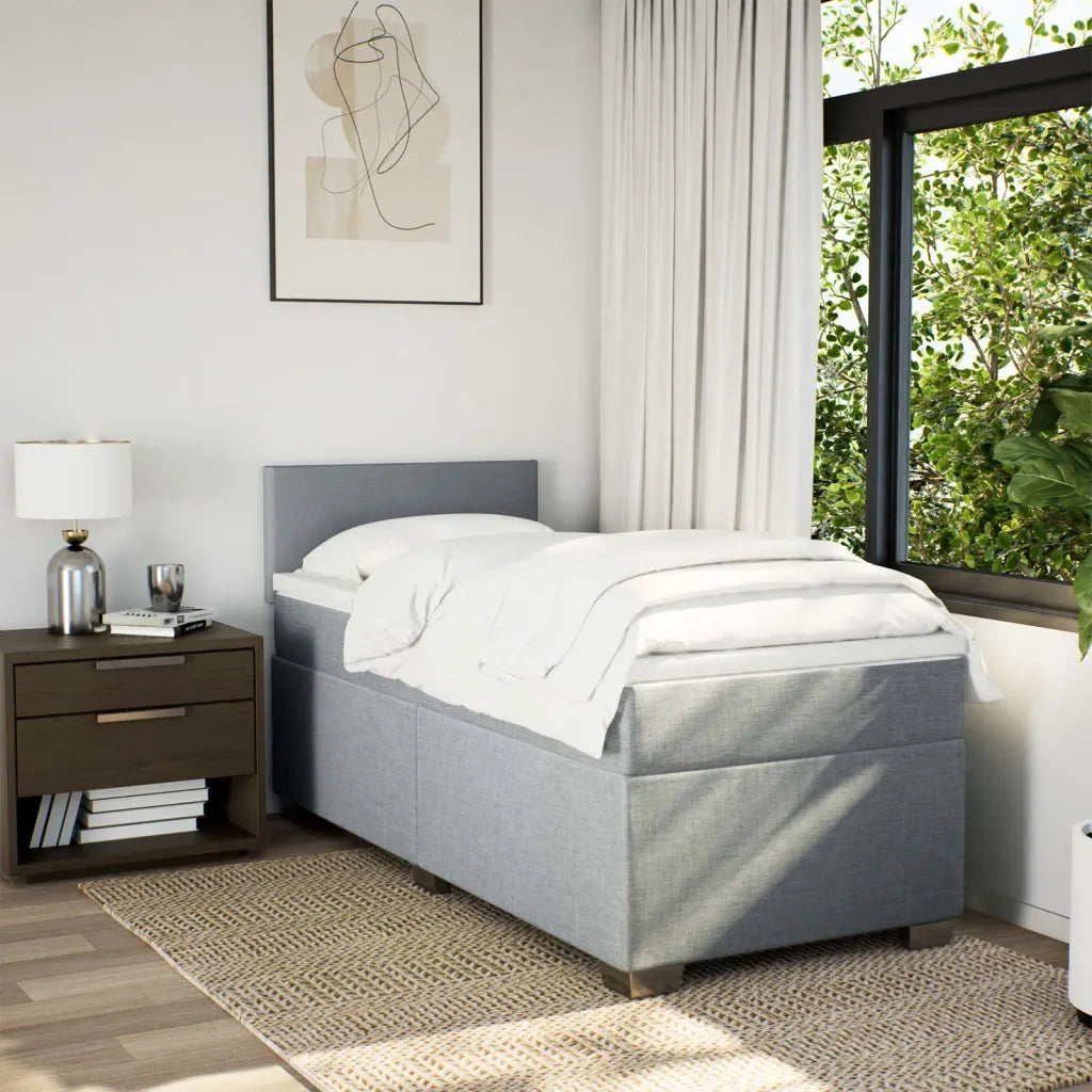 Giroletto a Molle con Materasso Grigio Chiaro100x200 cm Tessuto 3288092
