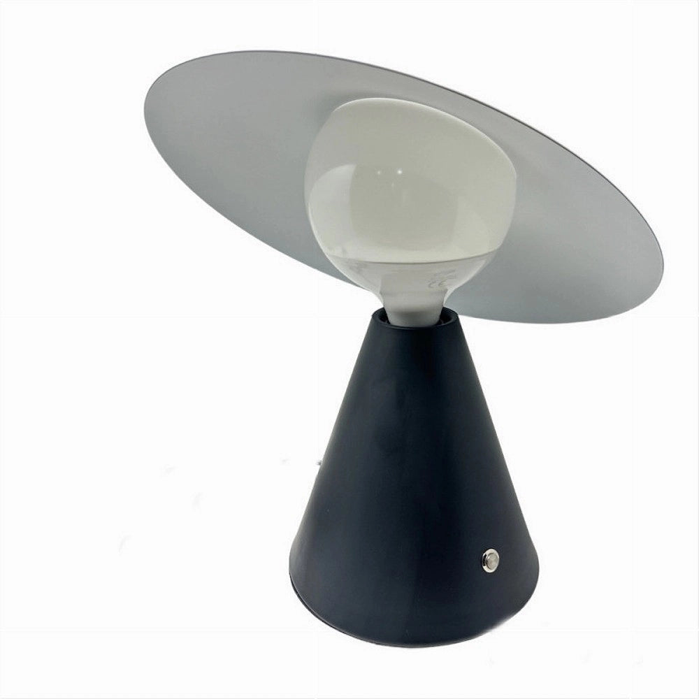 Trade Shop - Lampada Da Tavolo Decorativa Con Paralume A Cappello Orientabile Lume E27 D13 - Nero