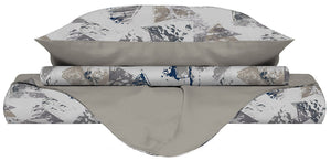 Copripiumino Matrimonale con Federe Stampato in Microfibra Urban Blu