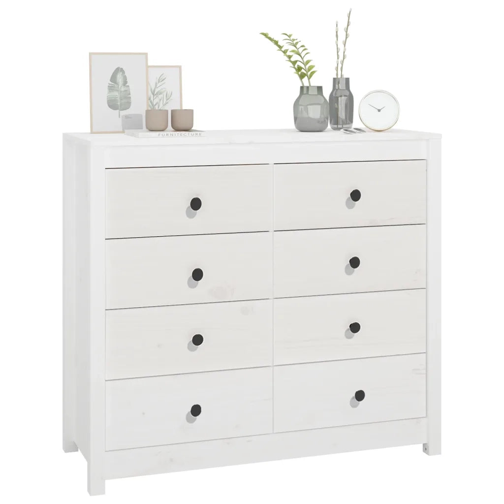 Armadietto Bianco 100x40x90 cm in Legno Massello di Pino CFW3978241