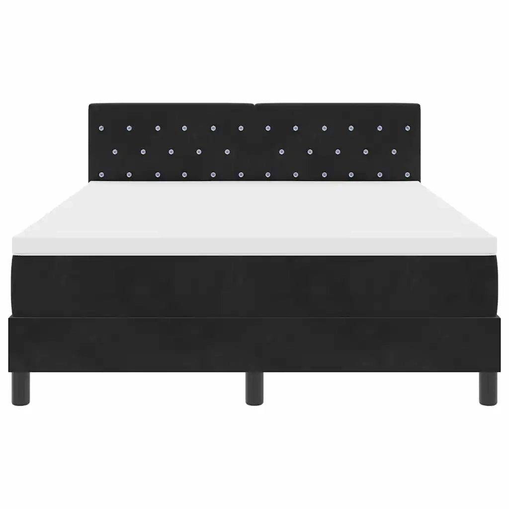 Letto a Sorgente LED con materasso Nero 160 x 200 cm Velluto 3342598