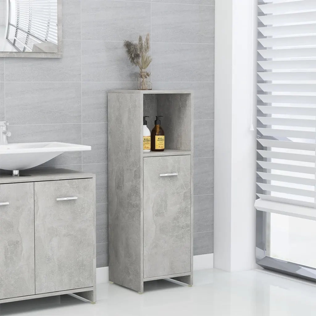 Mobile da Bagno | Armadio da bagno Grigio Cemento 30x30x95 cm in Legno Multistrato