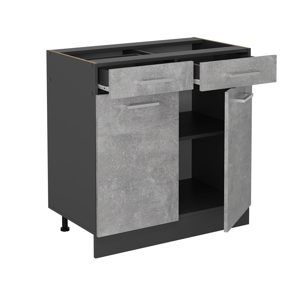 Mobiletto base per cucina R-Line Calcestruzzo/Antracite 80 cm, PL Antracite Vicco