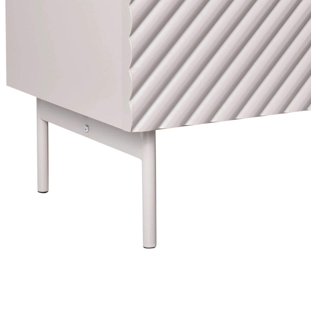 Credenza a 3 ante MDF beige chiaro con gambe in metallo Design moderno Camera da letto Soggiorno