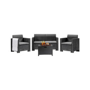 Salottino da esterno Gazania, Set da giardino con cuscini, Salottino  effetto rattan, 100% Made in Italy, Antracite