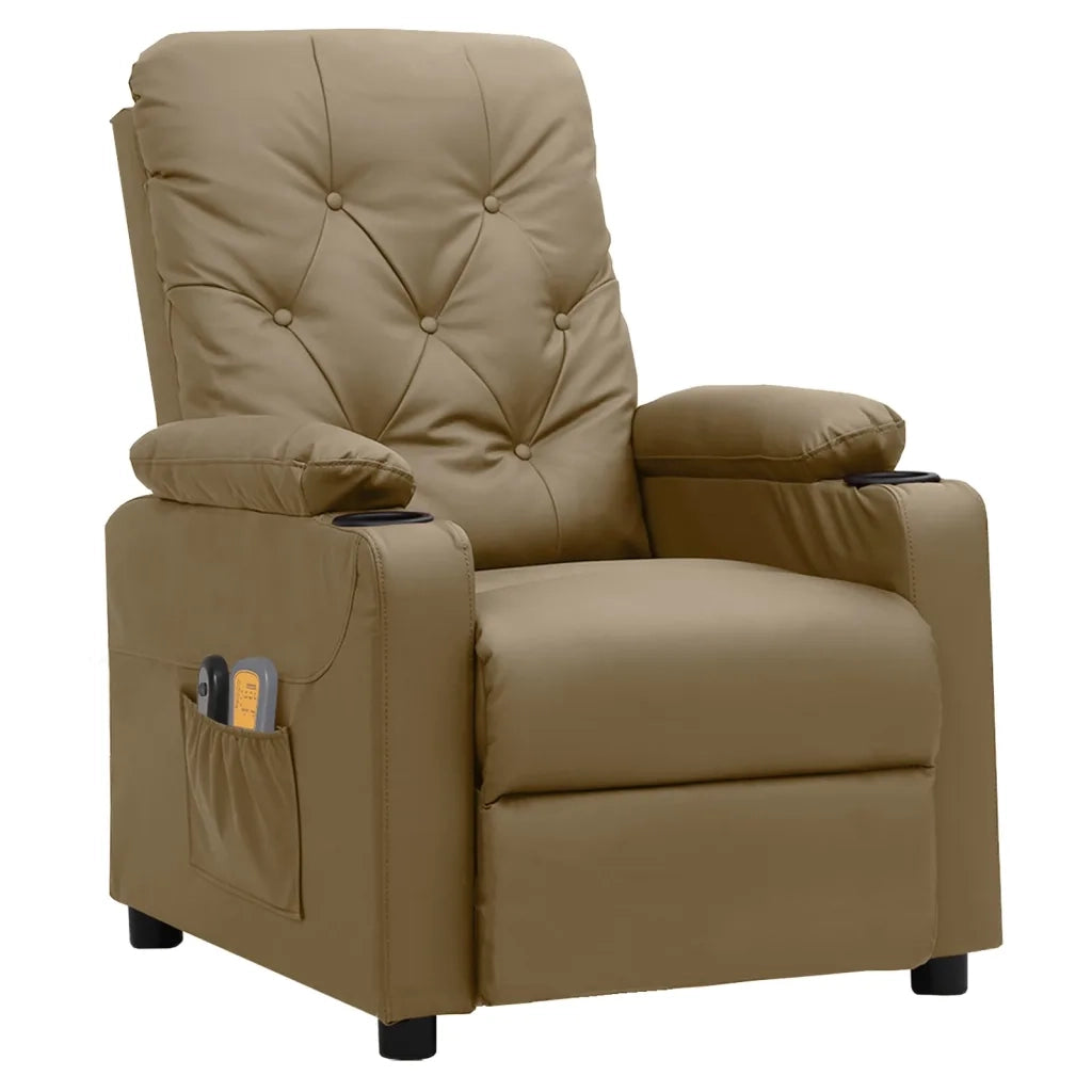 Poltrona | Sedia Relax Massaggio Elettrica Cappuccino Similpelle