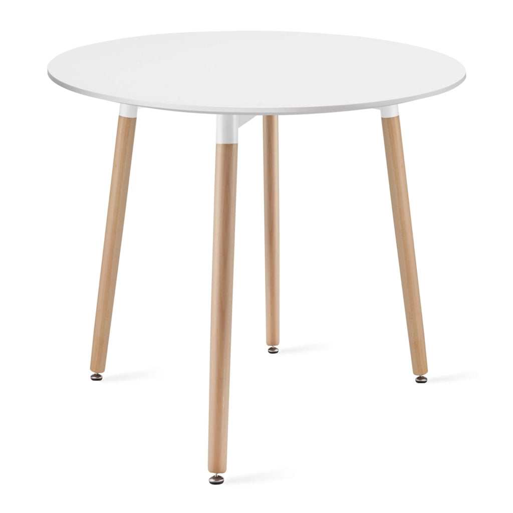Tavolo rotondo VALORA KAMI con 4 sedie RIXK - Set bianco