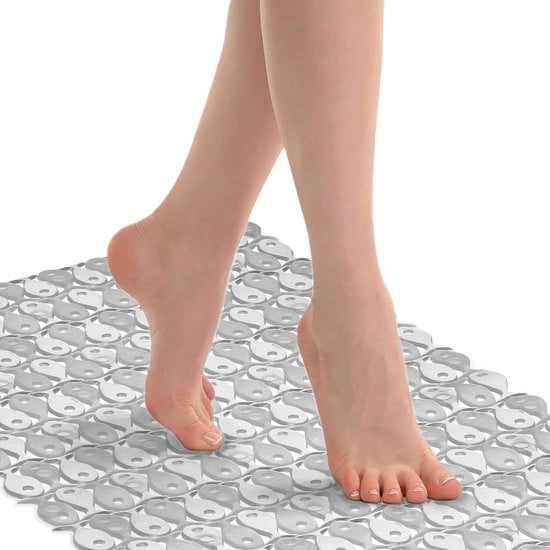 Matte antiscivolo PVC con ganci - antiscivolo - 1 pezzo - bianco - PVC - 54 x 54 cm