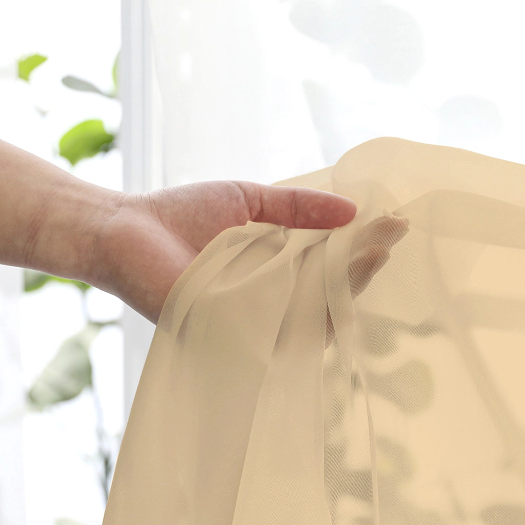 Coppia Tendine Tende 60 x 150 Cm Finestra Semi Oscuranti A Tinta Unita Leggera Cucina Camera Cameretta 2 Pannelli Beige
