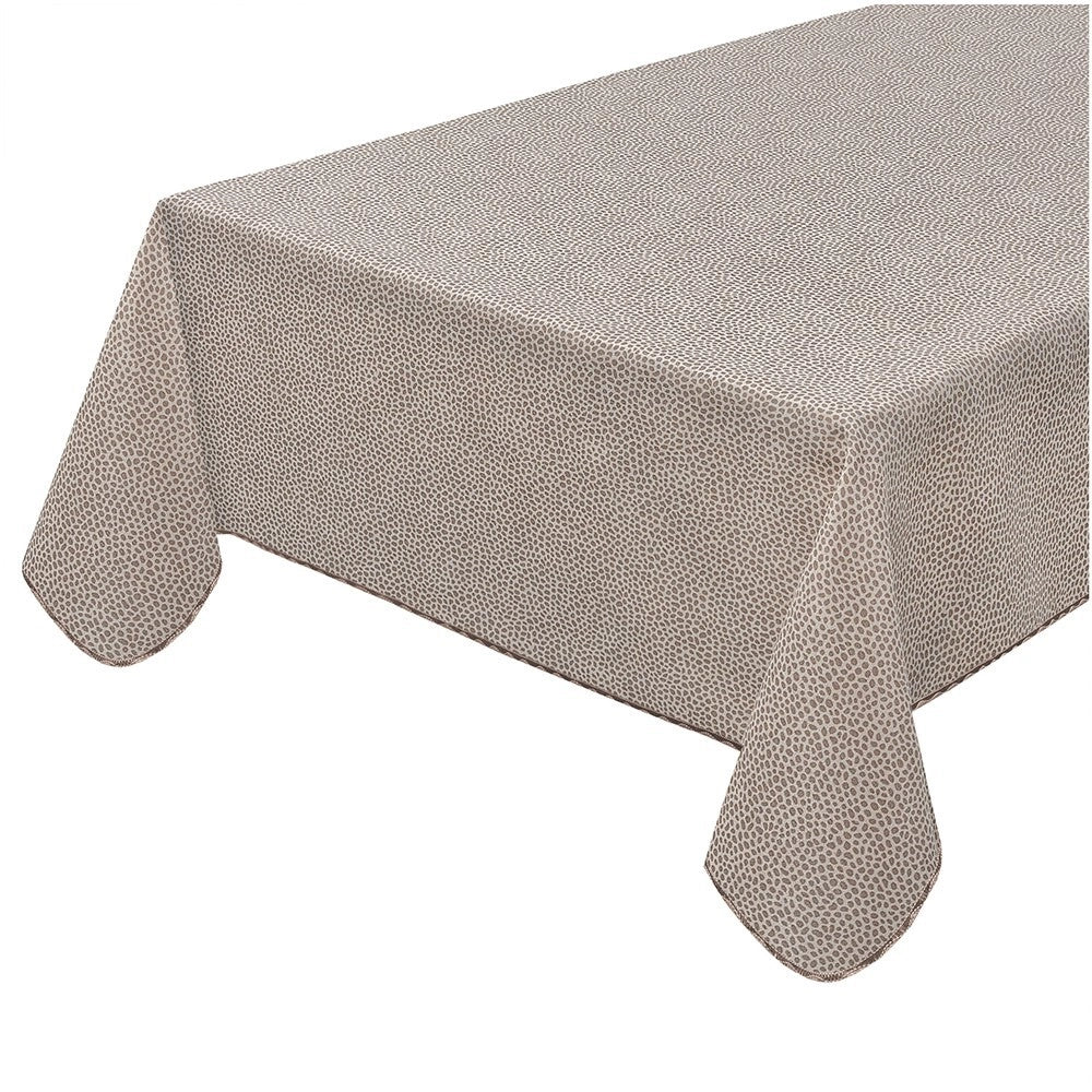Tovaglia Antimacchia Maculata Bordata Cotone Plastificato Copritavolo Casa Cucina Marrone 135x135 Cm