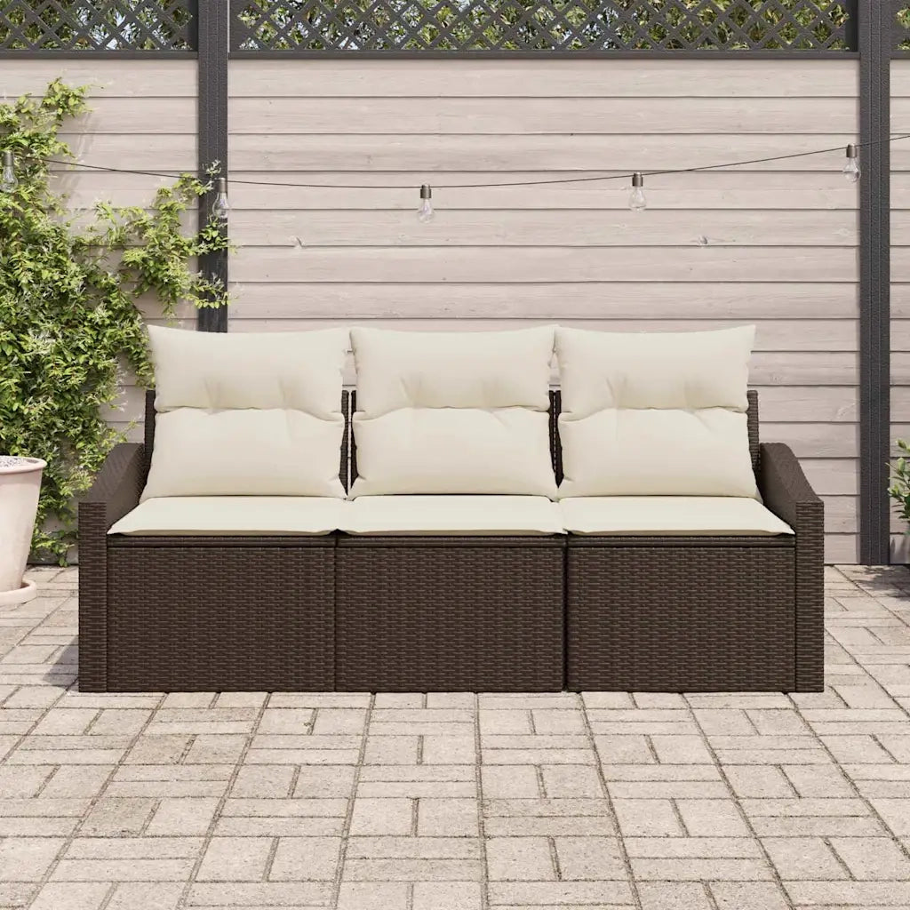 Set di divani con cuscino 3 pcs Marrone polyrattan 3346578