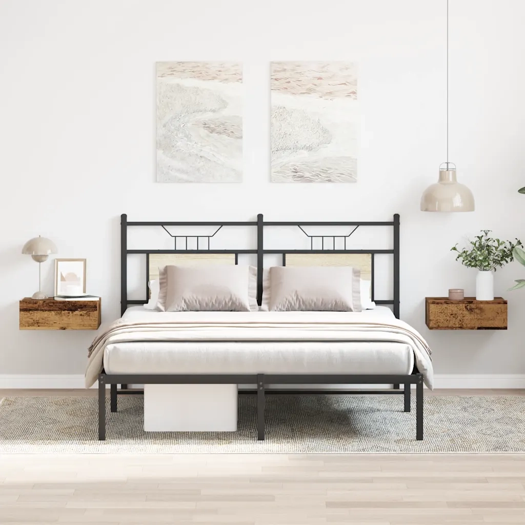 Set di 2 Comodini | Armadio da Notte | Mobiletto da notte Pensili Legno Antico 40x32x15 cm Legno Multistrato