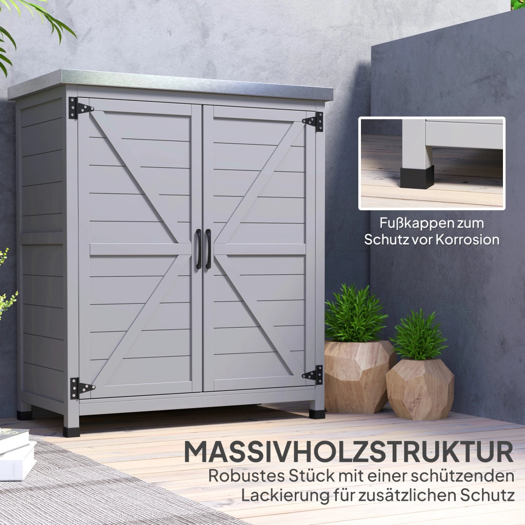 Mobile da giardino con piano di lavoro ¨C Xylo ¨C Legno massello acciaio grigio 79x43x92 cm