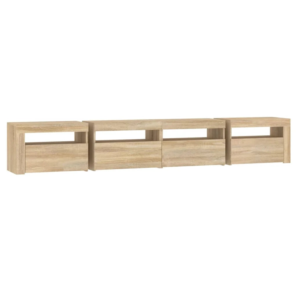 Mobile TV multimediale mensola TV credenza mobile TV per sala da pranzo soggiorno camera da letto con luci LED rovere Sonoma 240 x 35 x 40 cm marrone 02_0026773