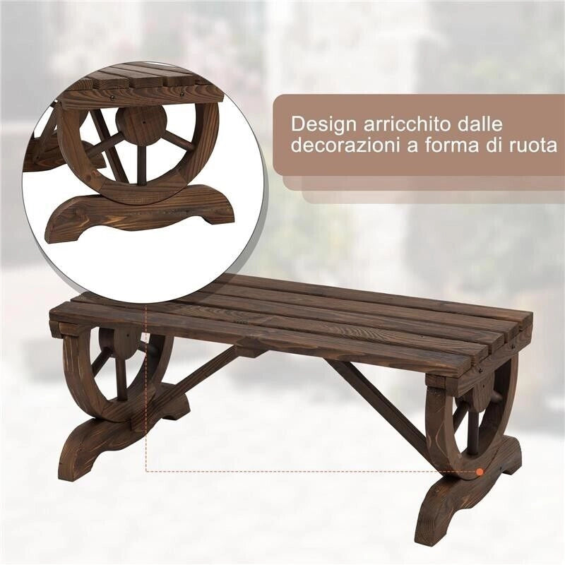 PANCA 2 POSTI ESTERNO IN LEGNO DI ABETE EFFETTO BRUCIATO 105 X 50 X 53 CM