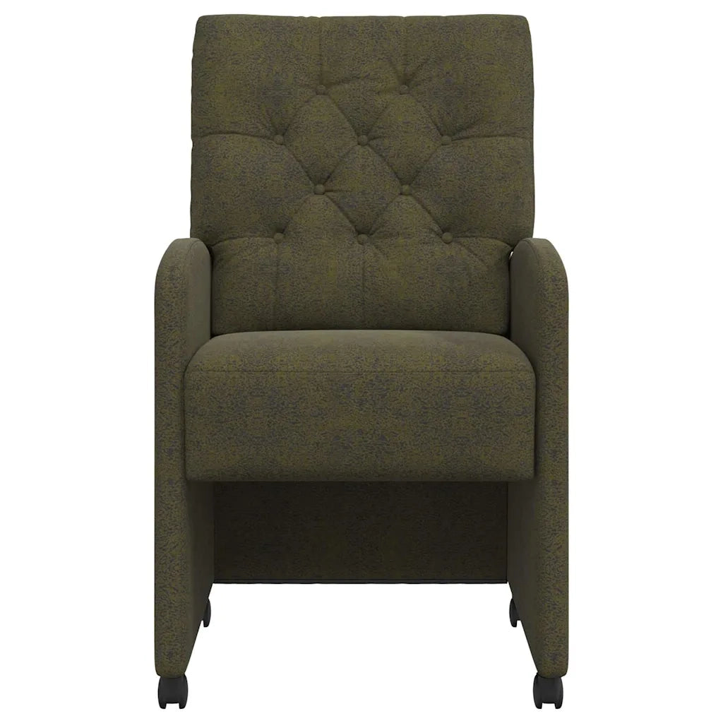 Sedie da Pranzo con Ruote 2 pcs Verde militare 58 x 67 x 97 cm 42017864