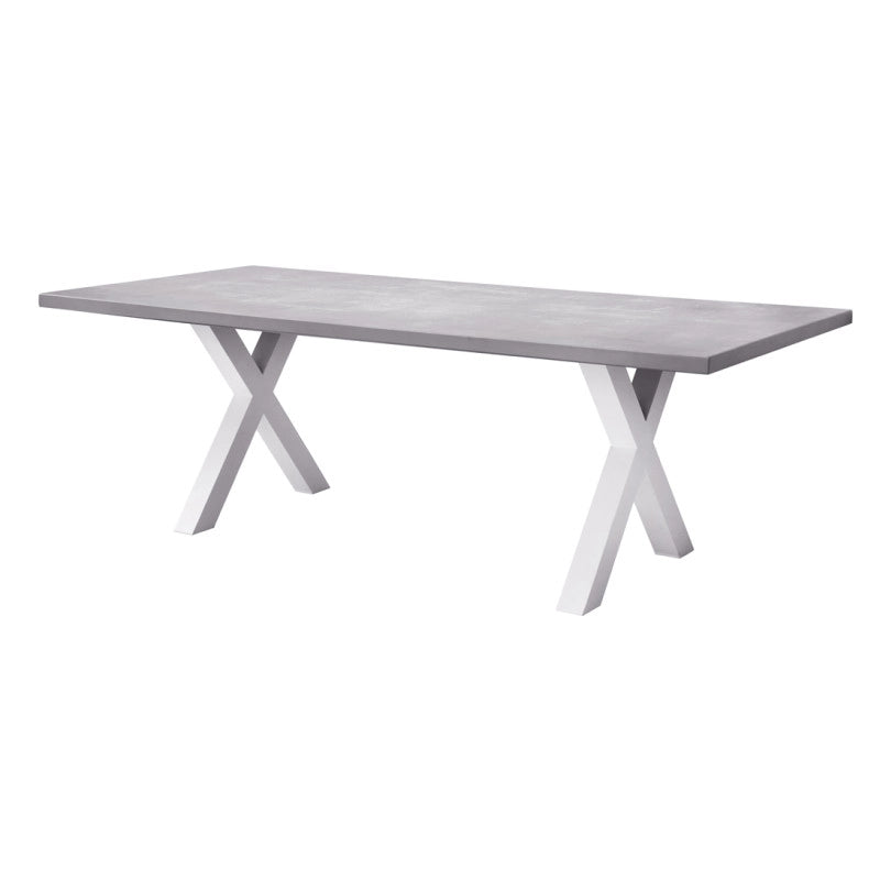 Tavolo Amantea 220x100 Alluminio Bianco Piano Resina Grigio Moia