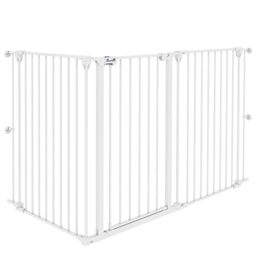 Recinto per Cani Pieghevole in Acciaio con 3 Pannelli ¨C zephmum ¨C Bianco 206x90 cm