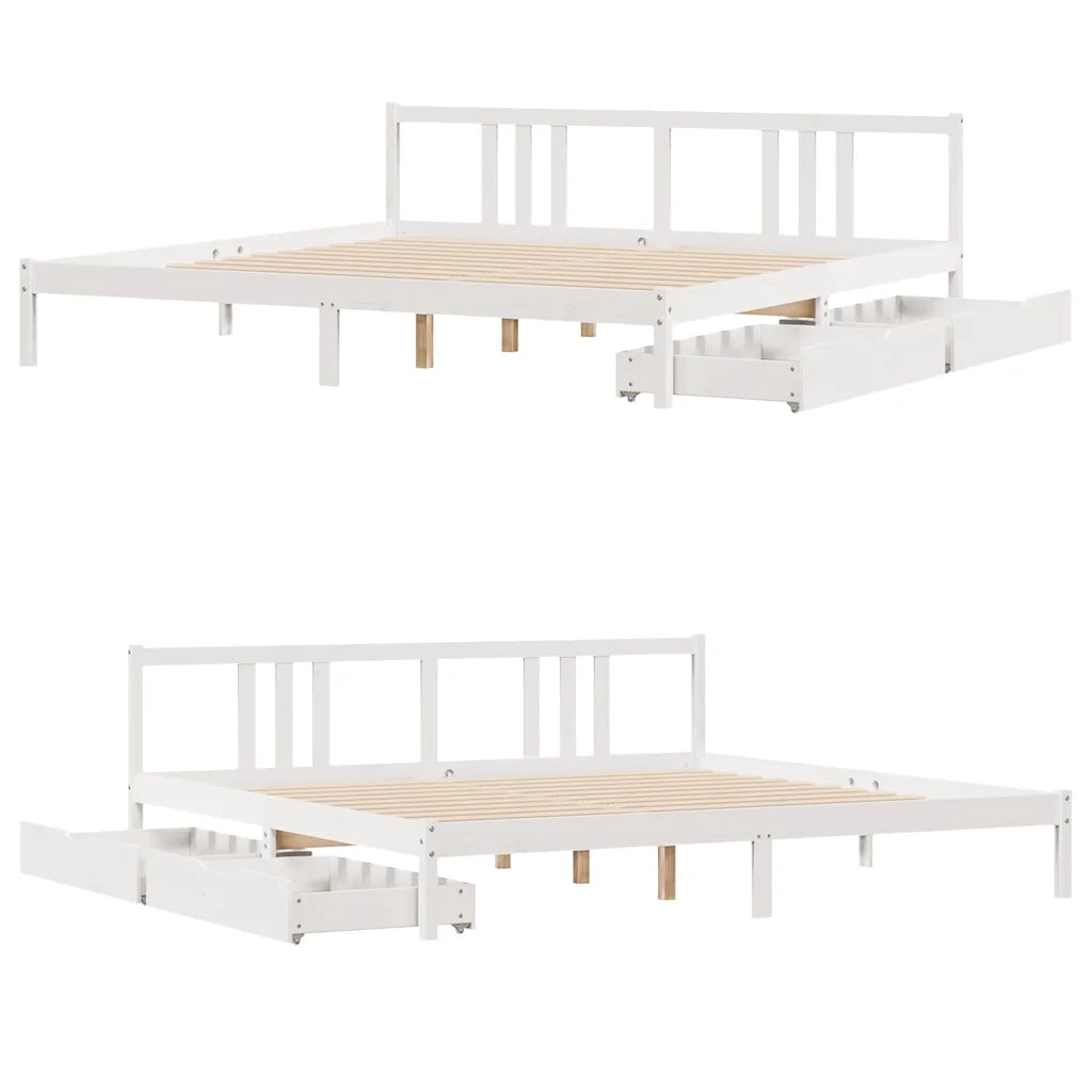 Giroletto senza Materasso Bianco 200x200 cm Legno Massello Pino 3301645