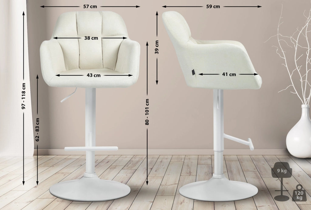 Barhocker Natoma Stoff weiЯ