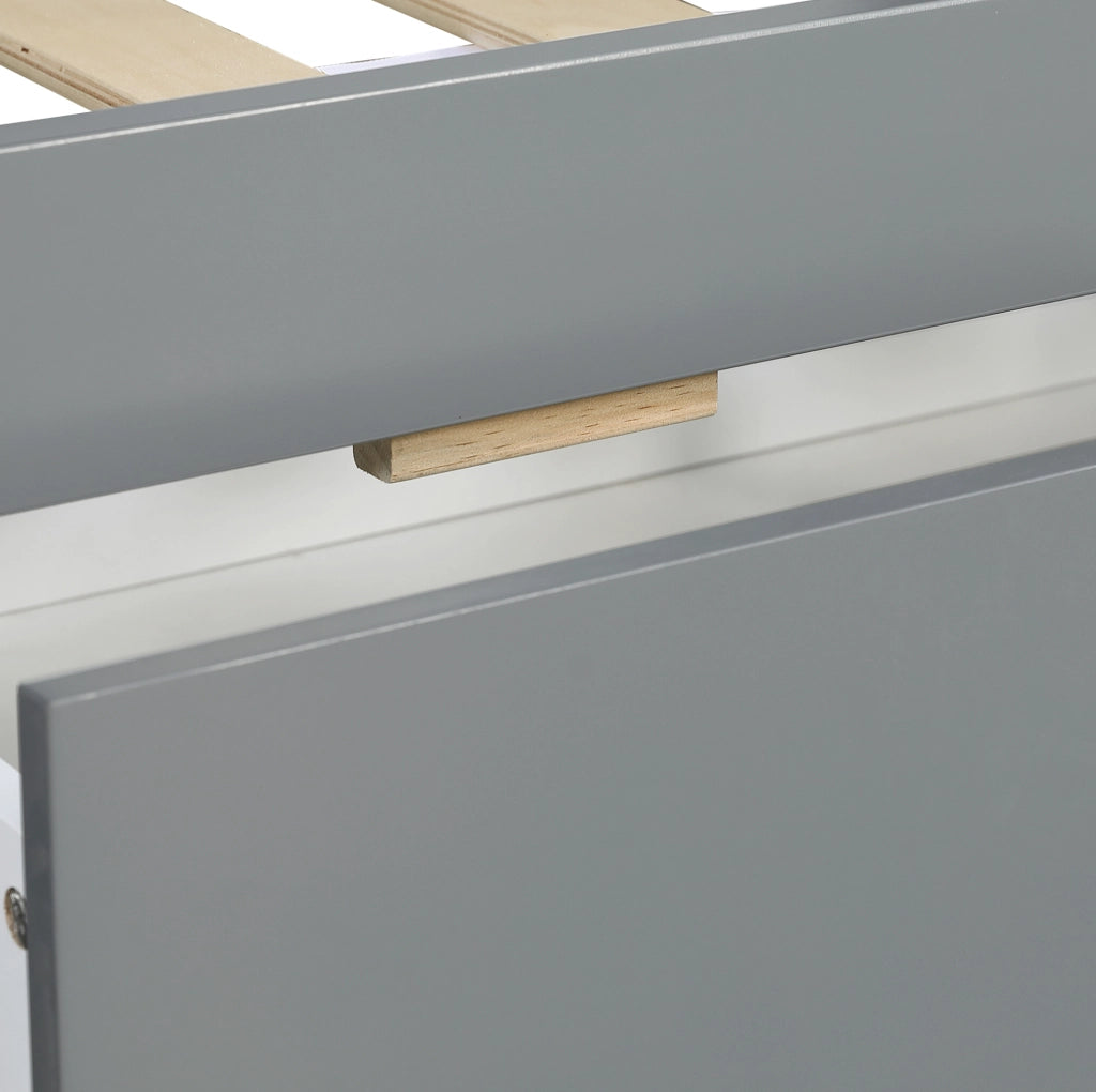 LETTO A CASTELLO 90x200 cm Legno Grigio con Cassetti e Comodino