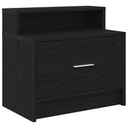 Comodino | Armadio da Notte | Mobiletto da notte con Cassetto Rovere Nero 51x31x47 cm