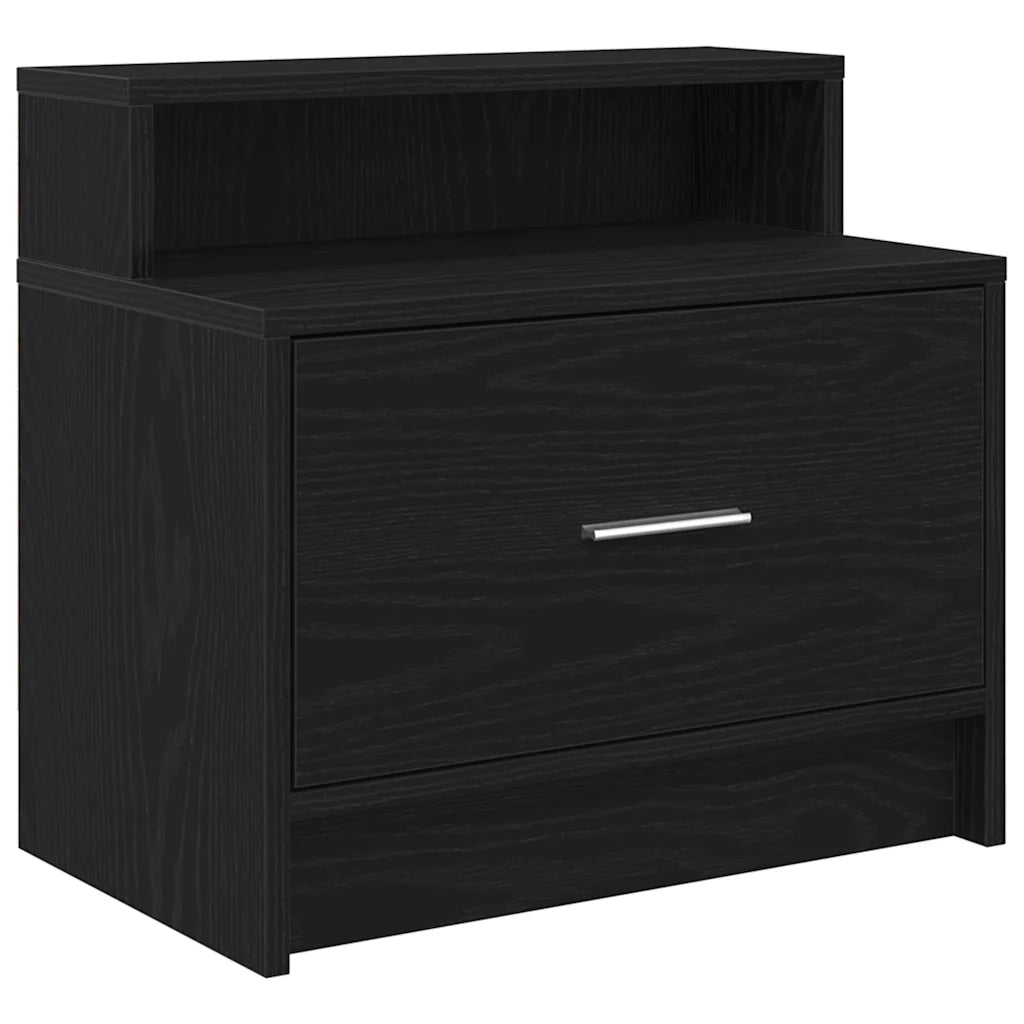 Comodino | Armadio da Notte | Mobiletto da notte con Cassetto Rovere Nero 51x31x47 cm