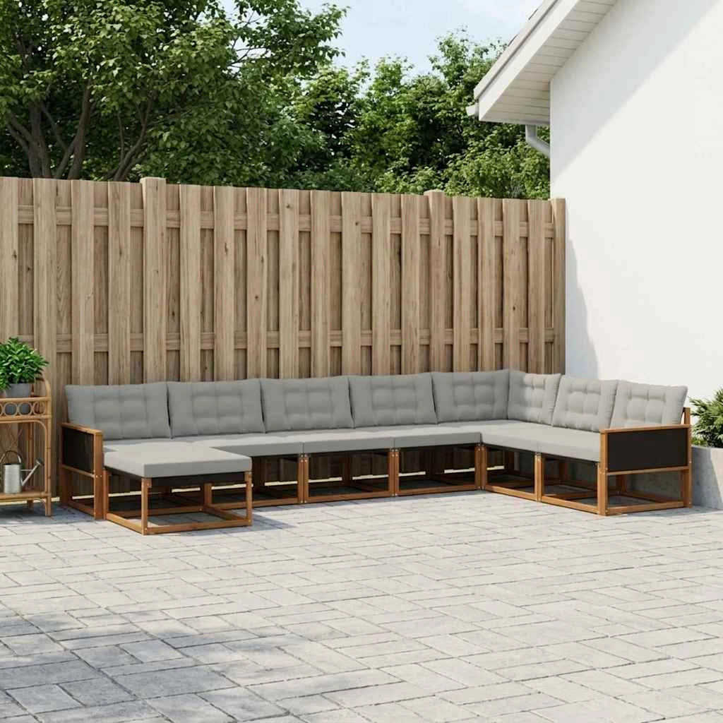 Set di divani da esterno 8 pz Naturale e Grigio Chiaro 3381607