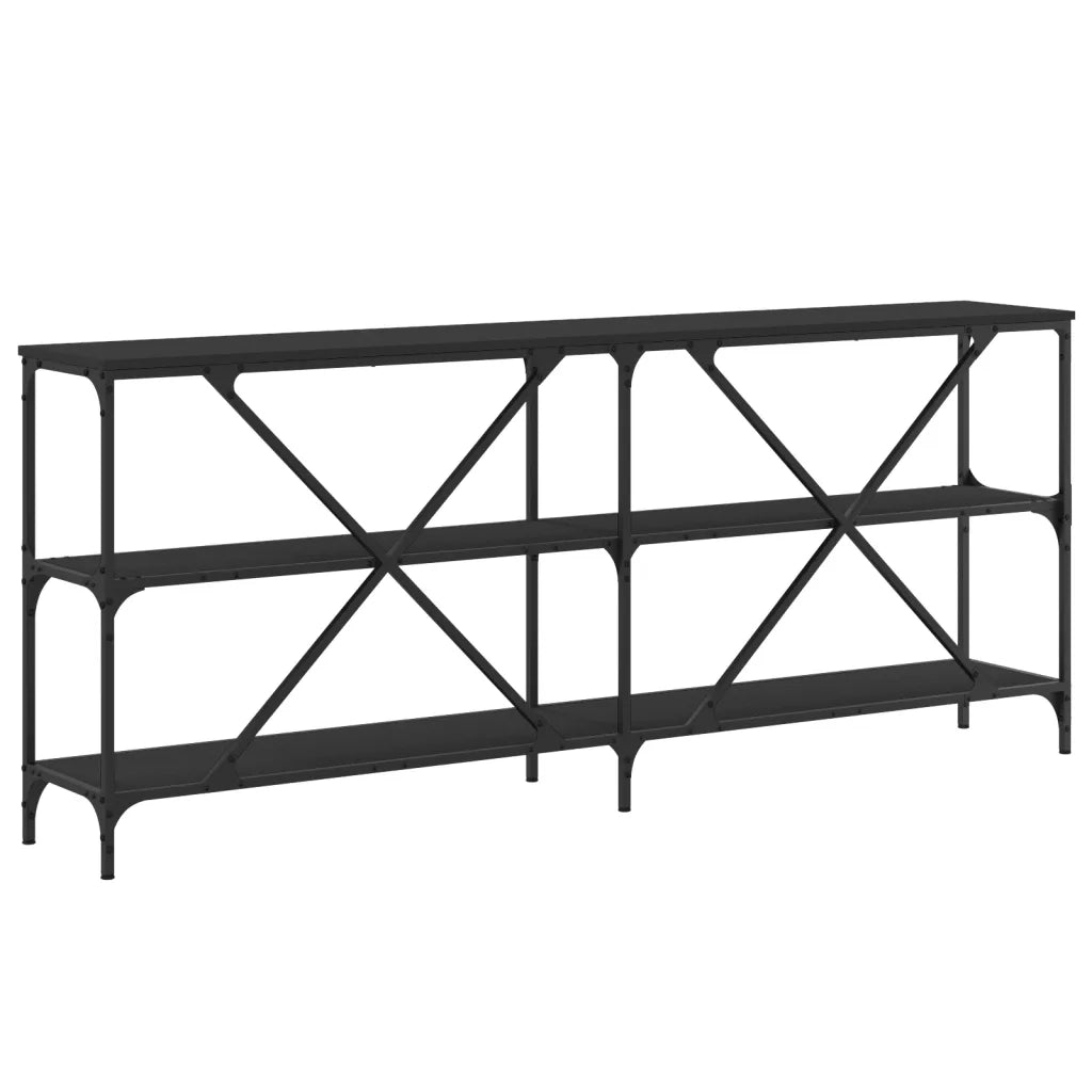 Tavolino Consolle-Tavolino da soggiorno-Tavolo Nero 180x30x75 cm Legno Multistrato e Ferro