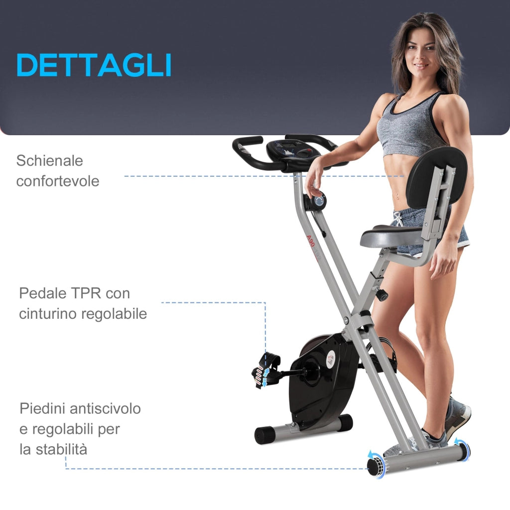 Cyclette Magnetica Pieghevole 43x97x109 cm con Display LCD Nera