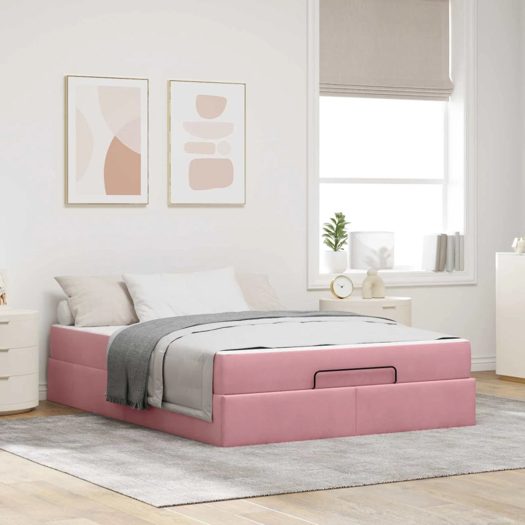 Struttura letto con materasso con materasso 2 pcs Rosa Velluto