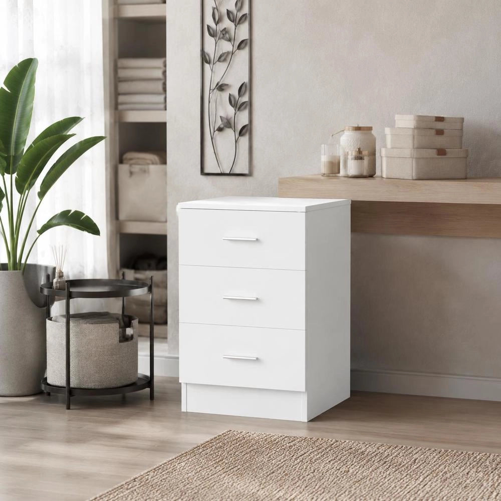 Bedside Table White 38x35x56 Cm Wood Material