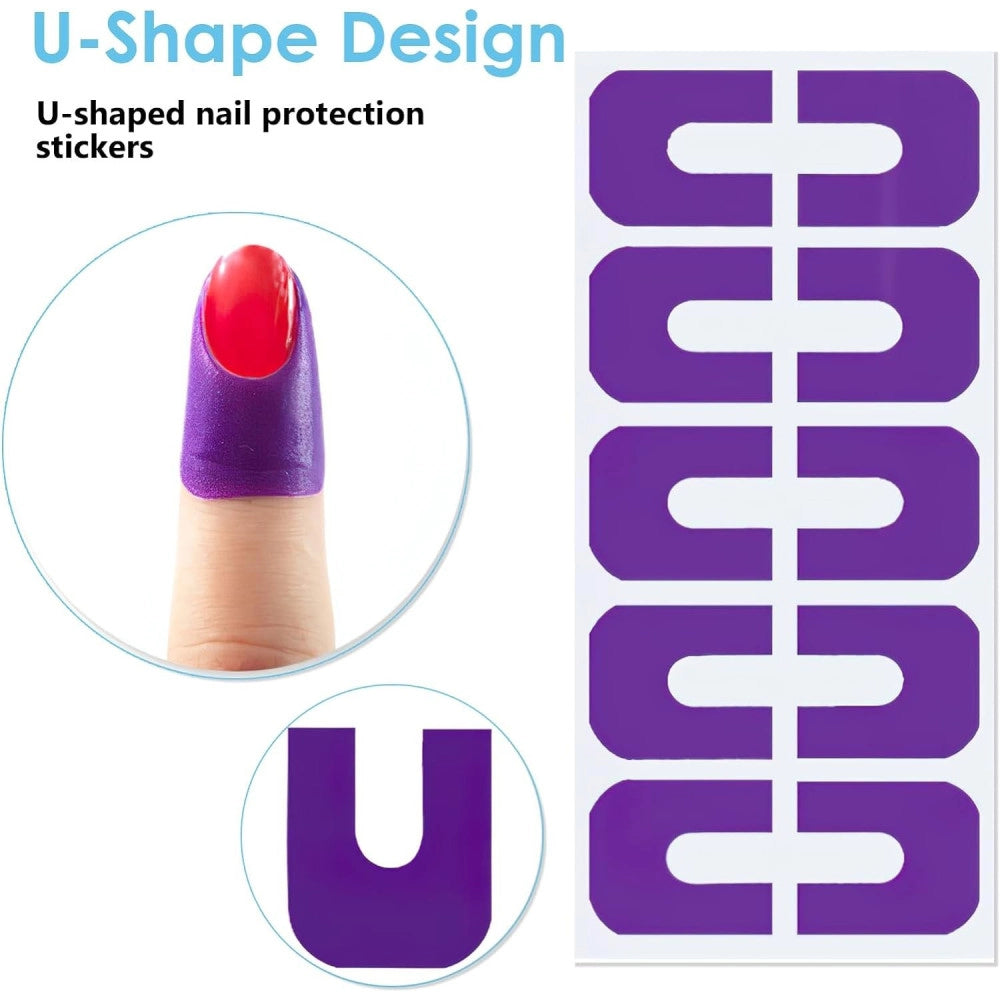 Trade Shop - Stencil Per Smalto Unghie 30pz Adesivo Protezione Per Dita A Forma Di U Nail Art -