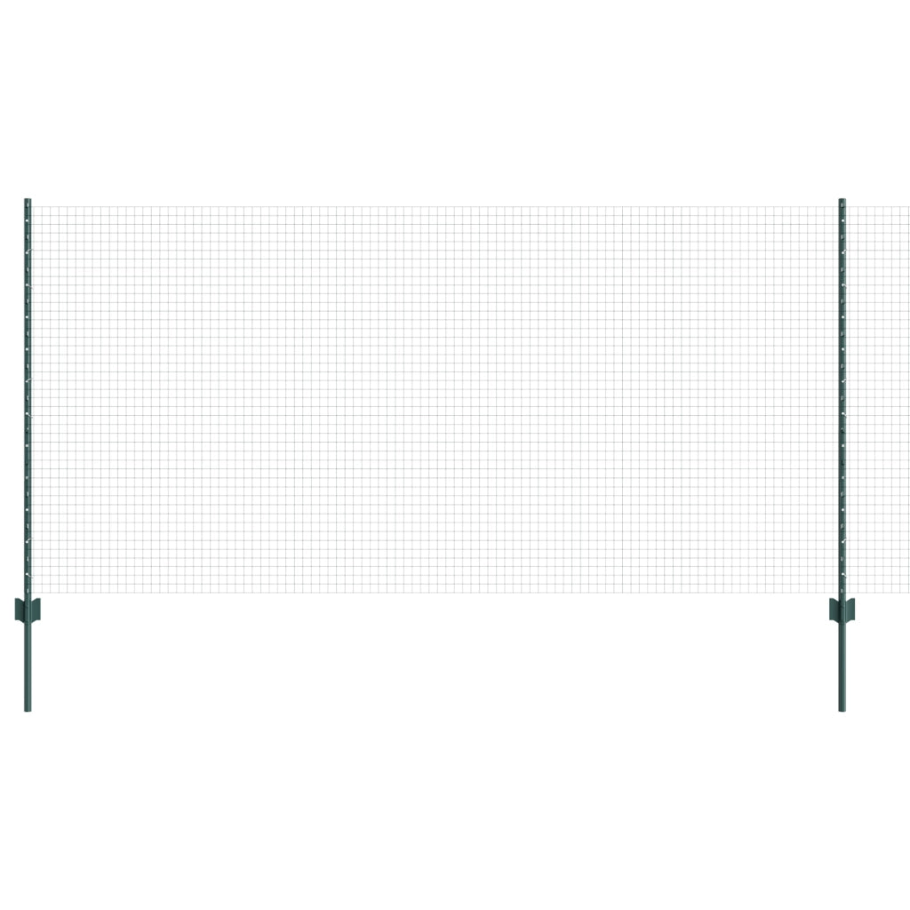 Recinzione in Filo Saldato con 5 Poste U Verde 1.2x10 m Acciaio