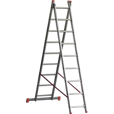 SCALA PARALLELA 2 RAMPE ORANGE 2 MARCHETTI - ALLUMINIO EN 131 H.CM 240/400 PIOLI 2X 9