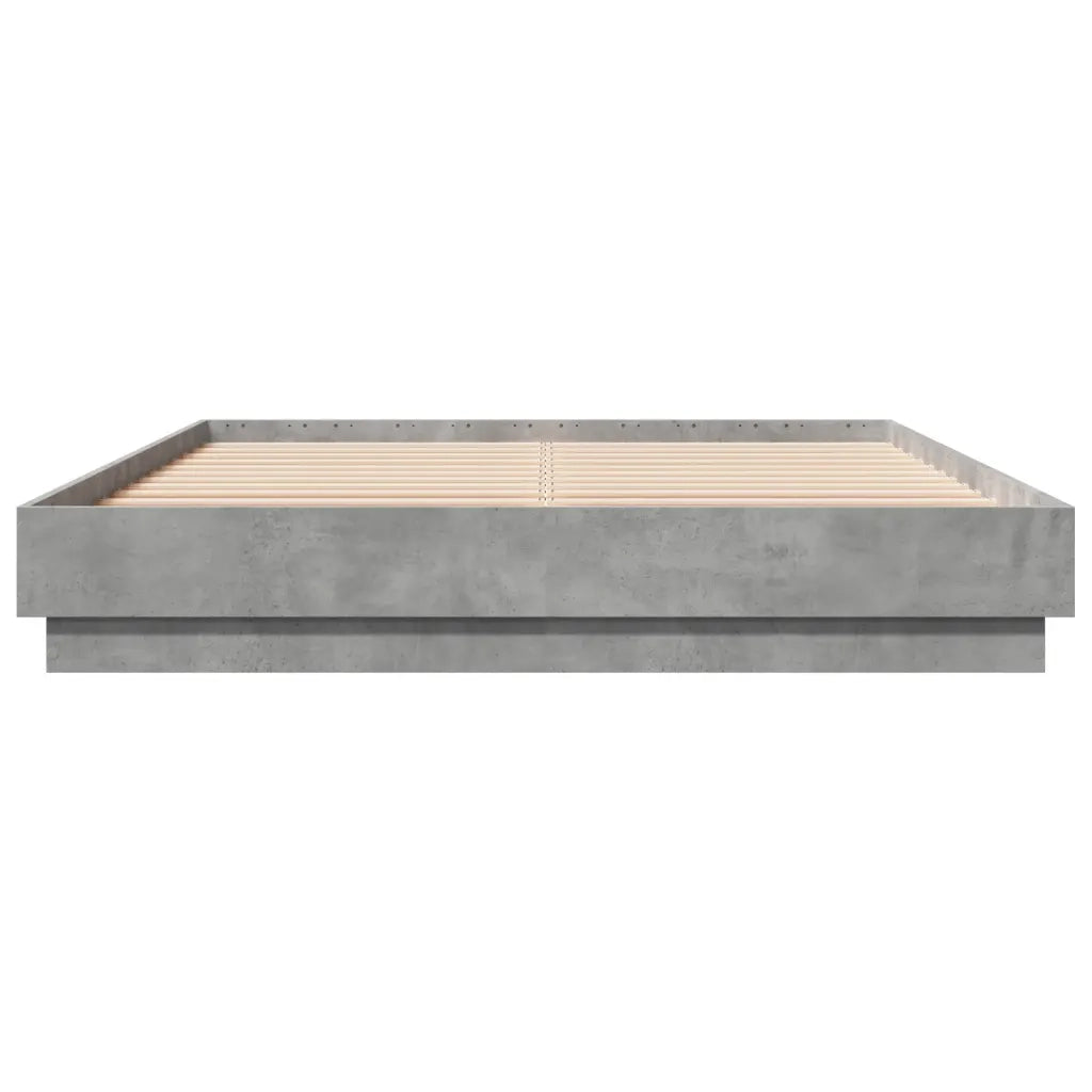 Letto matrimoniale | Letto per adulti | Giroletto con Luci LED Grigio Cemento 150x200 cm