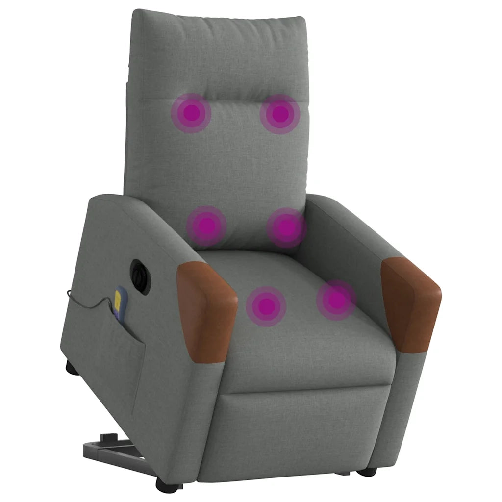 Poltrona Alzapersona Massaggi Elettrica Grigio Scuro Tessuto