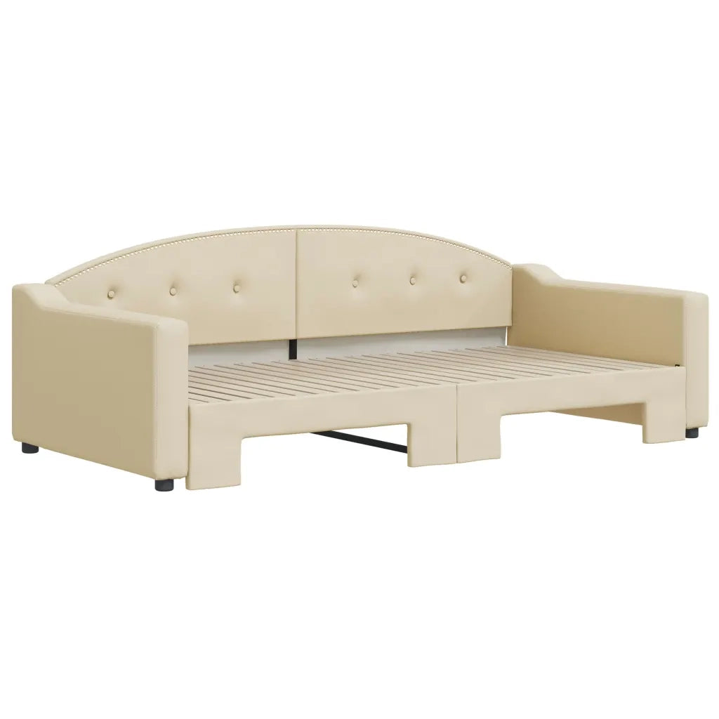 Divano Letto con Letto Estraibile-Sofa Letto-Daybed Crema 100x200 cm in Tessuto 361222