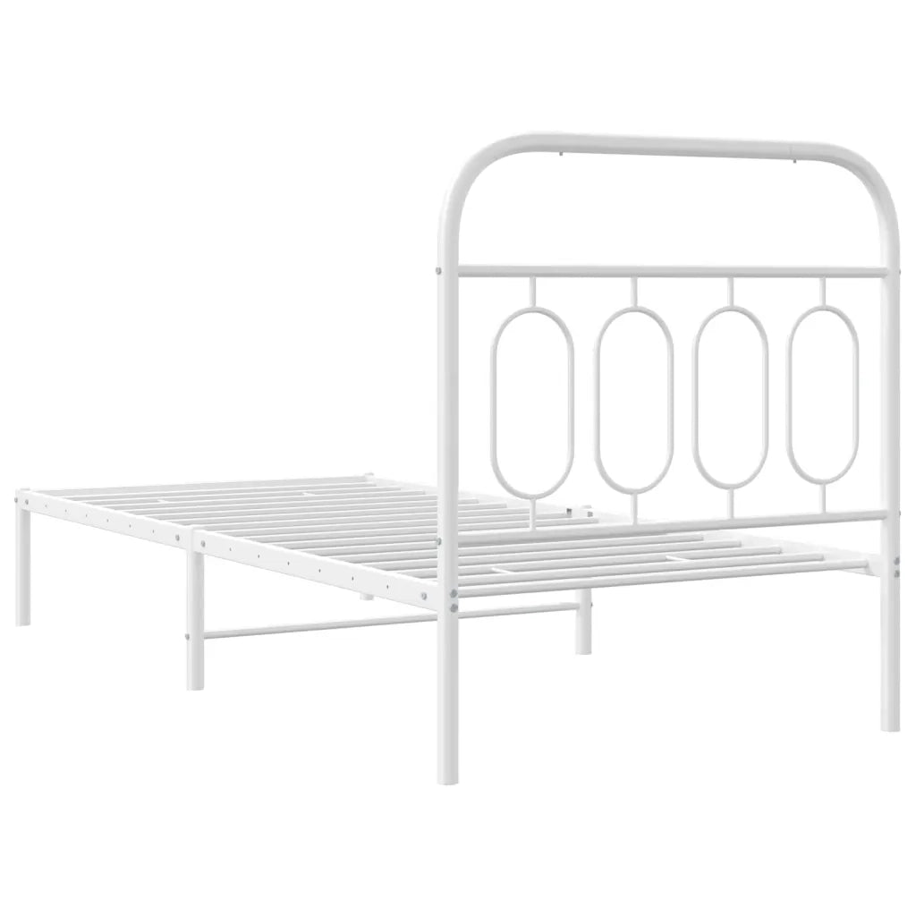 Giroletto con Testiera-Struttura Letto con testiera Metallo Bianco 90x200 cm 671668