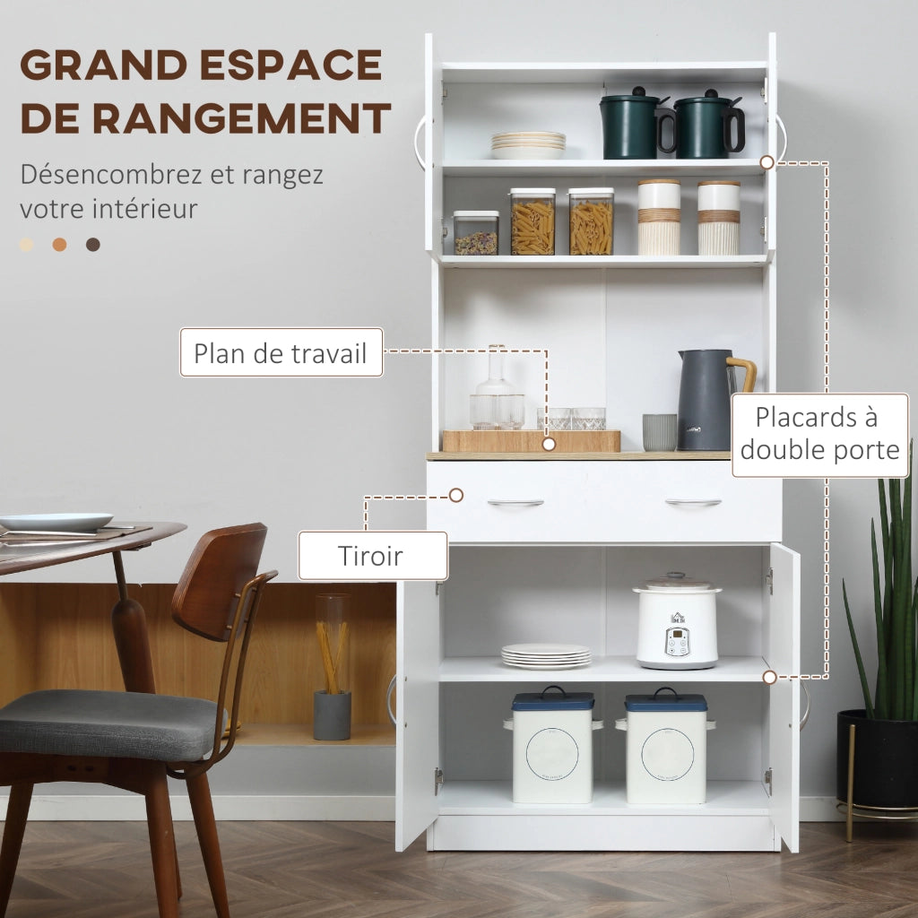 Armadio da Cucina ¨C zephmum ¨C 4 Ante, Cassetto, Bianco, 80x40x180cm