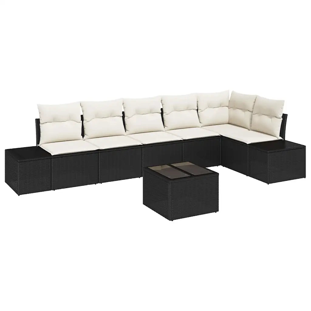Set Divano da Giardino Marrone e Crema polyrattan