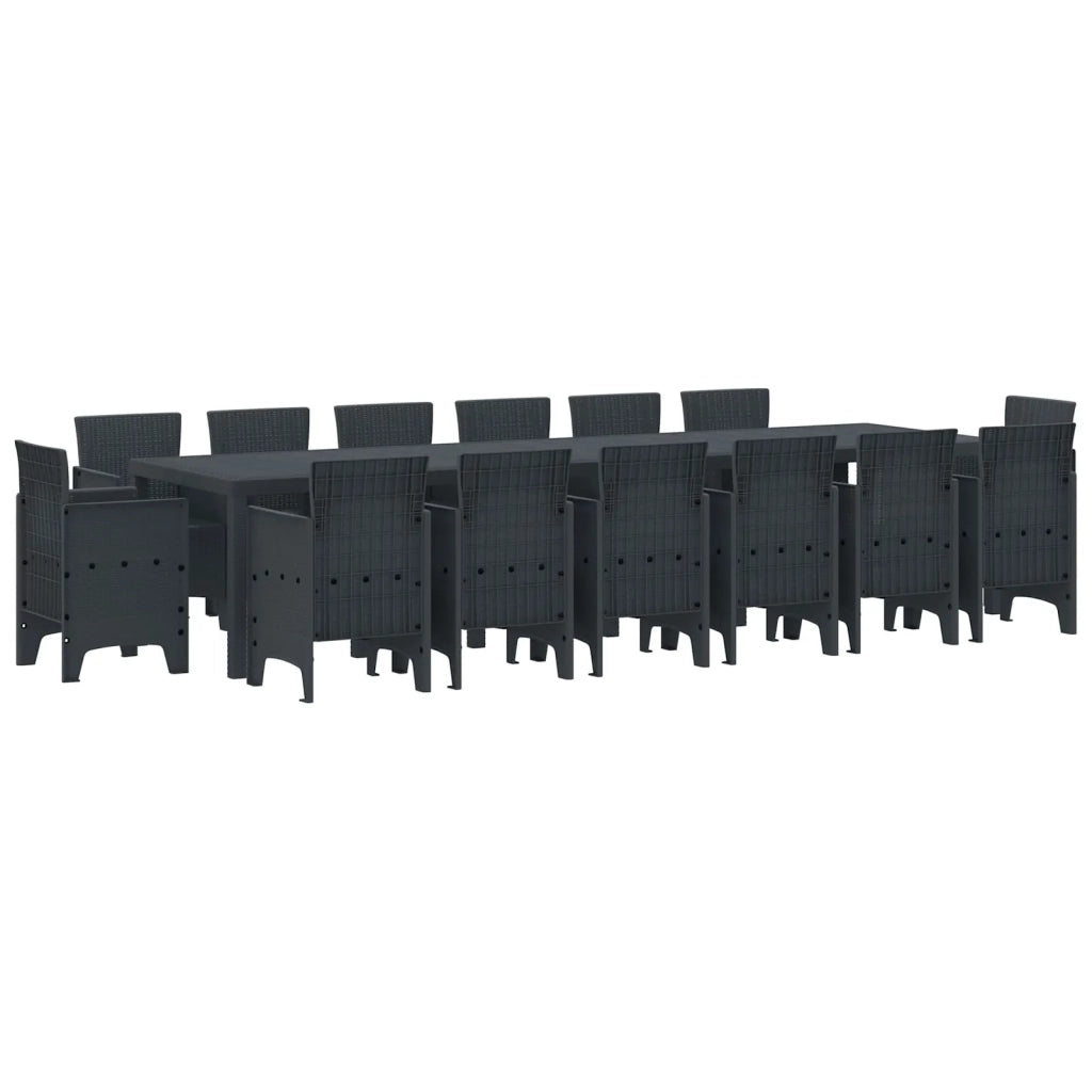 Set da Pranzo per Giardino 15 pcs Antracite Rattan Polt 3378632