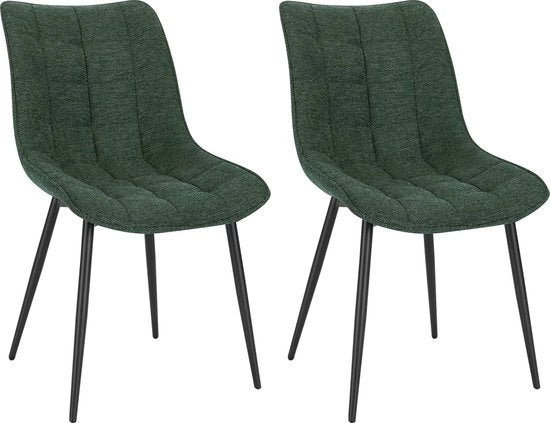 Set di 2 Sedie da Cucina Moderne - Sede in Tessuto - Sedie a Guscio - Struttura in Metallo - Verde